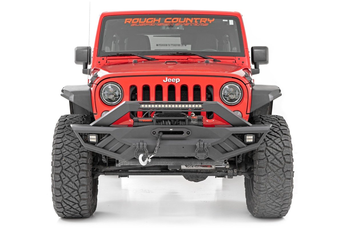 Jeep Wrangler Fender Flares - Front + Rear - Rough Country - High Clearance LED Flat - Black - '07-'18